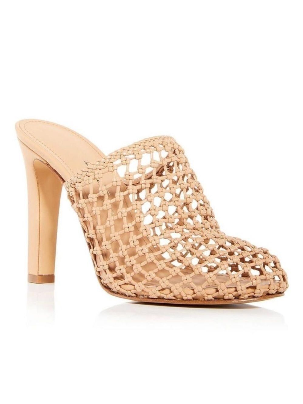 NIB Salvatore Ferragamo Ella’s X5 Caged Woven Leather Heel Mules in Biscotto